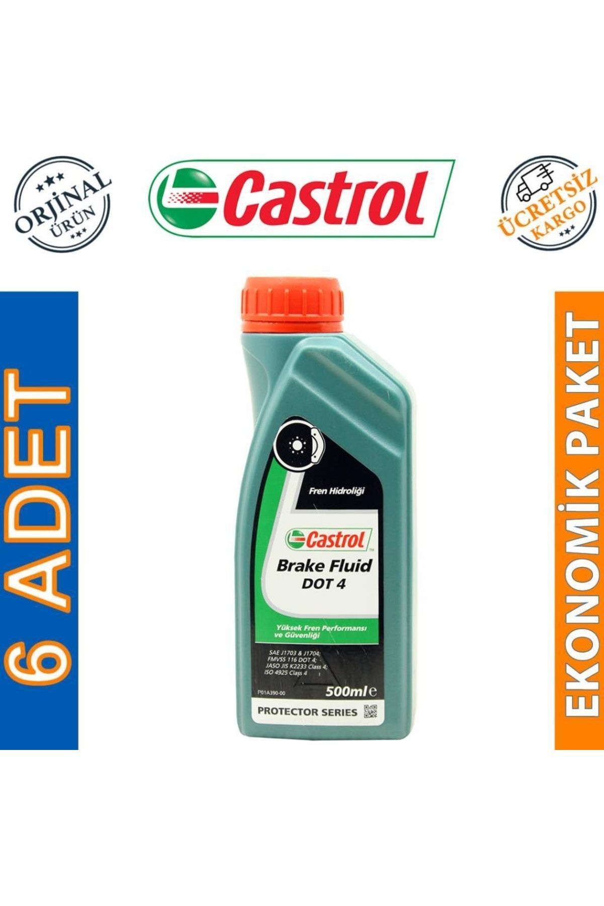 Castrol Brake Fluid Dot 4 500 Ml Fren Hidrolik Sıvısı 6 Adet