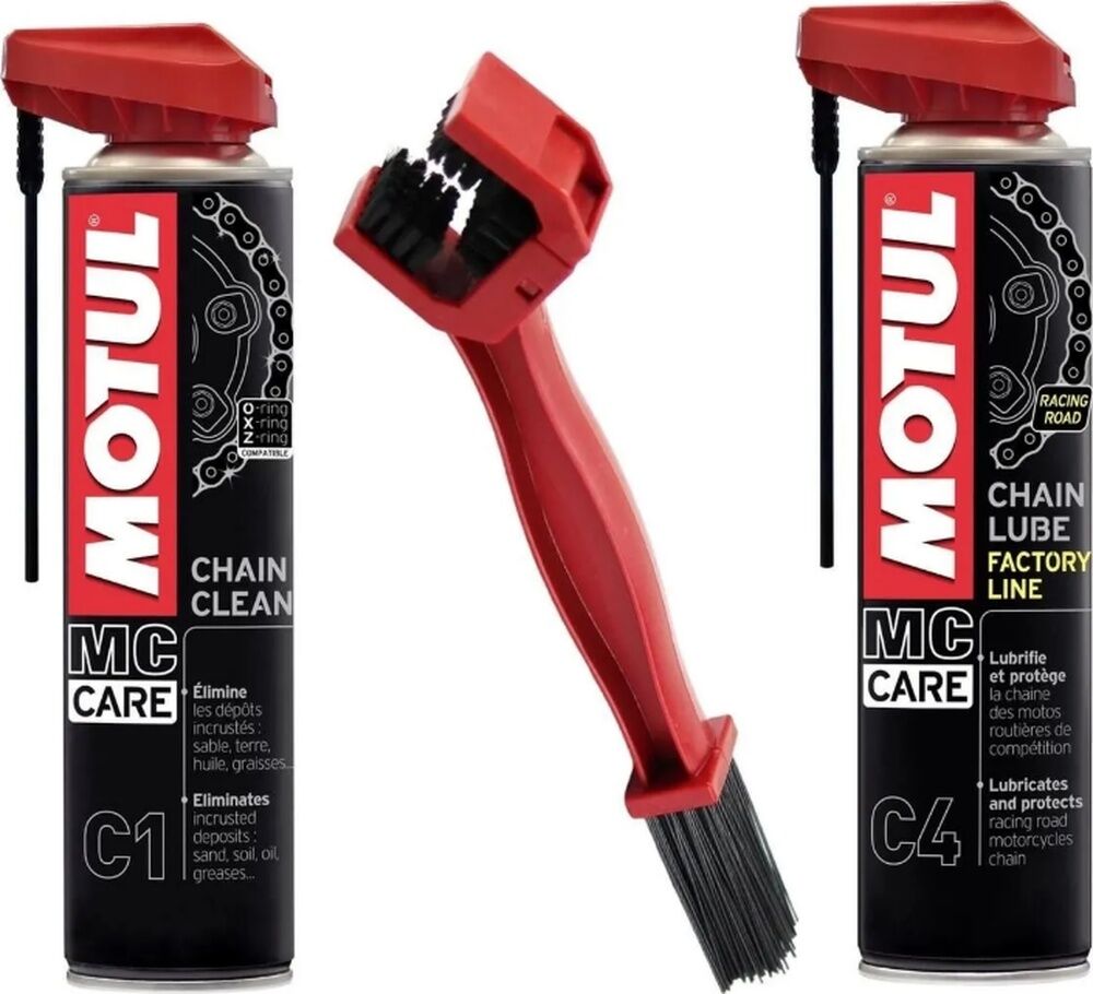 Motul Bakım Seti C1 Zincir Temizleme 400 ML + C4 Zincir Yağlama 400 ML + Zincir Fırçası