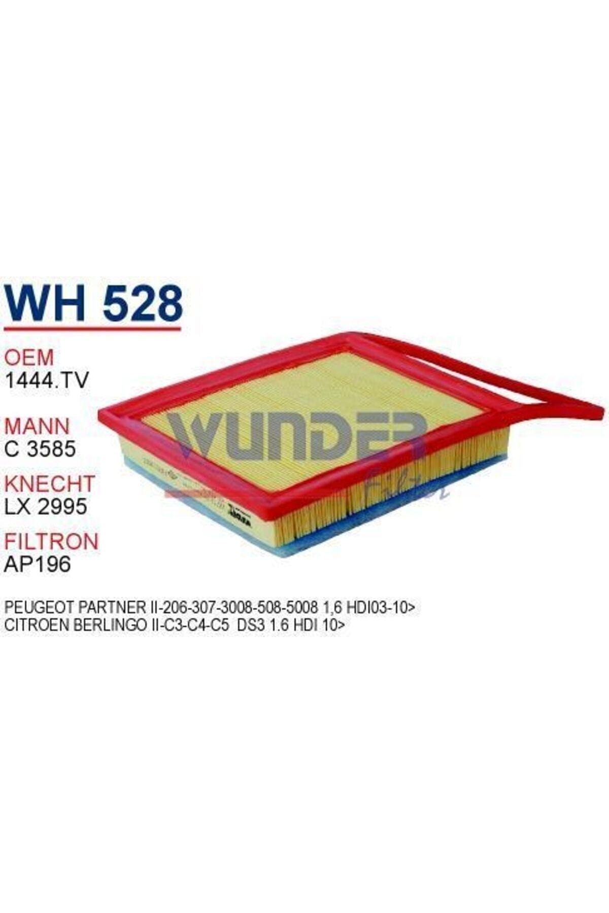 WH528 HAVA FİLTRESİ - PARTNER II-206-307-3008-508-5008 1,6
