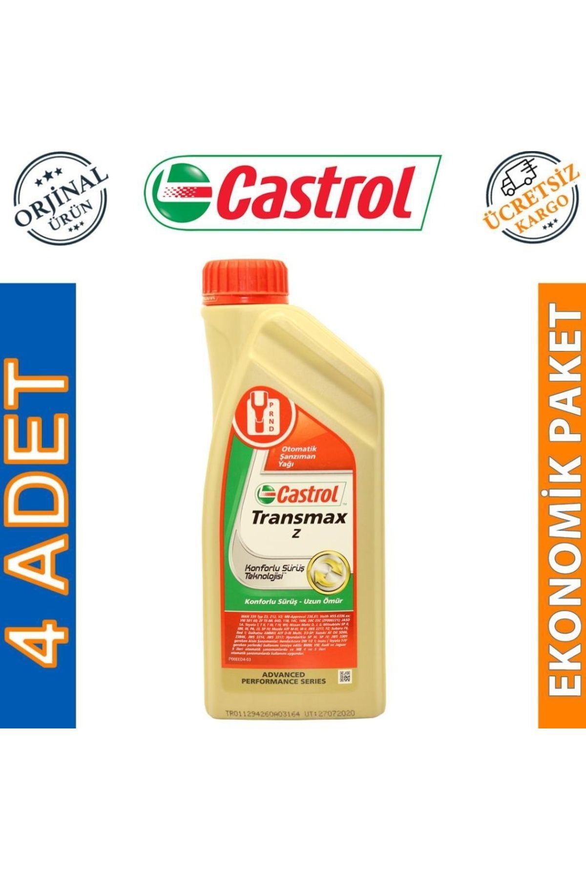 Castrol Transmax Z Sentetik Otomatik Şanzıman Yağı 4 x 1 L